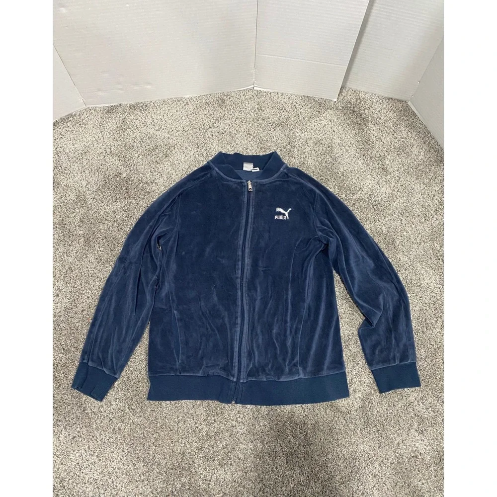 Track Jacket Puma Boys Navy Blue Excellent Velour Full Zip XL(18-20)